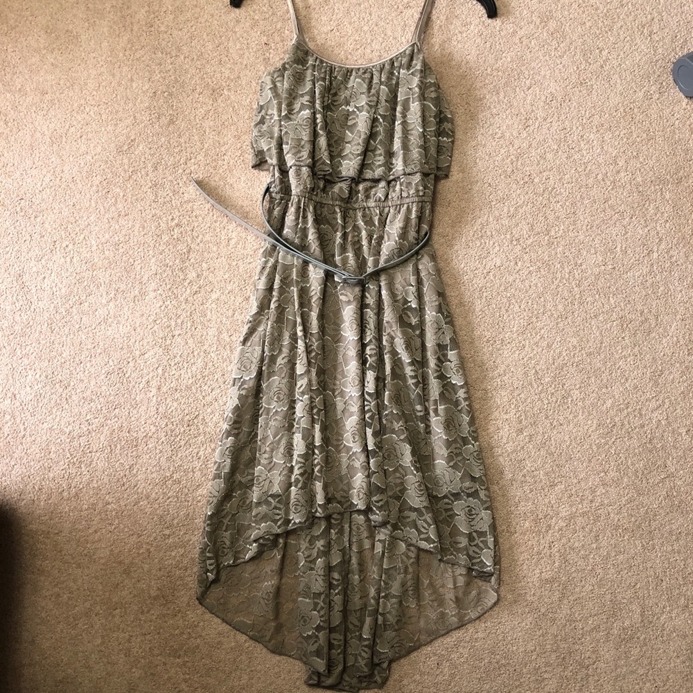 Nude floral lace High Low Dress